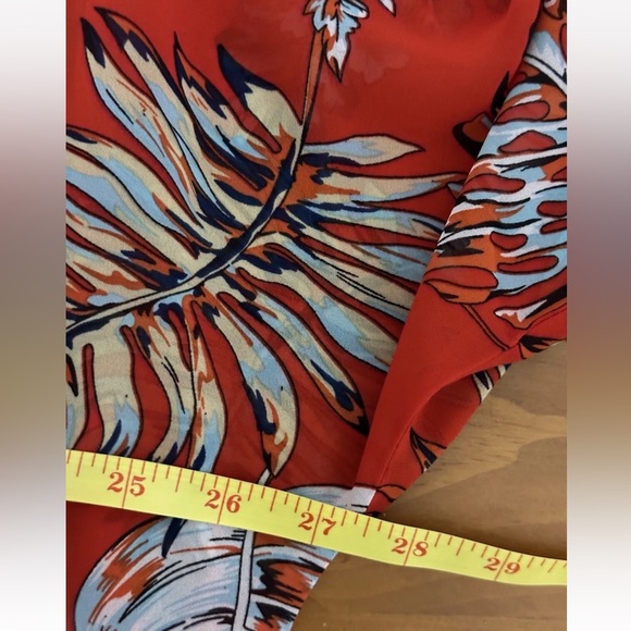 NEW Orchid Row Kimono Duster Floral Tropical Hawaiian Boho Red Sheer One Size - Picture 7 of 8